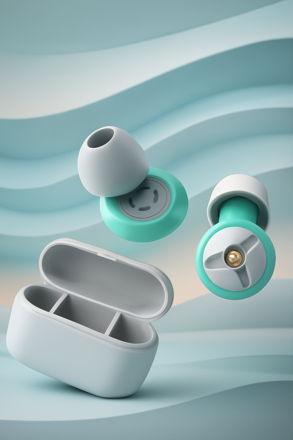Waterproof Silicone Earplugs with Case & Caps